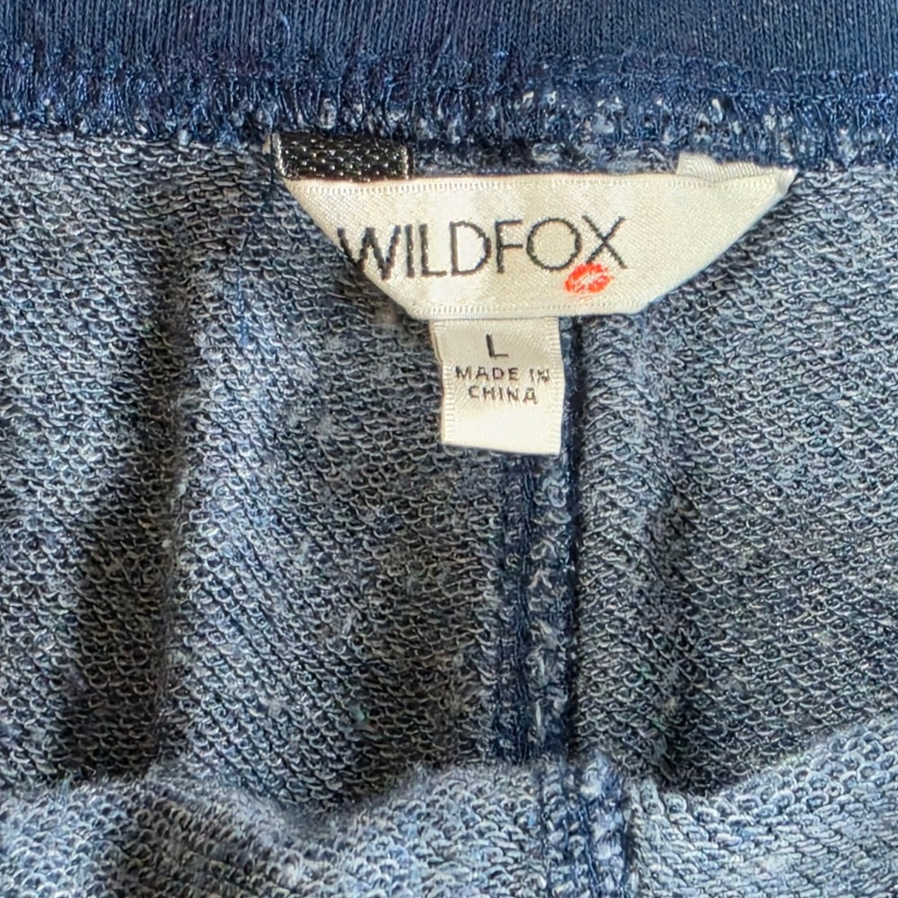 Wildfox Jogger Sweatpants Womens Large Blue Tie Dye Fleece Lounge Pants - Picture 3 of 16